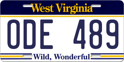 WV license plate ODE489