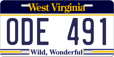 WV license plate ODE491