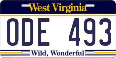 WV license plate ODE493
