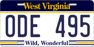 WV license plate ODE495