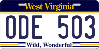 WV license plate ODE503