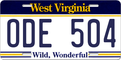 WV license plate ODE504