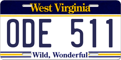 WV license plate ODE511