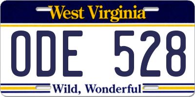 WV license plate ODE528