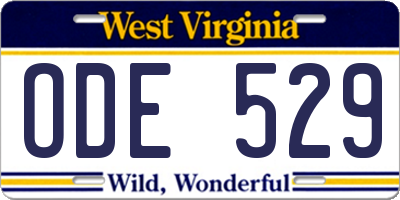 WV license plate ODE529
