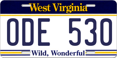 WV license plate ODE530