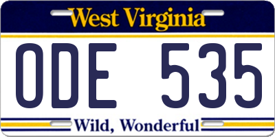 WV license plate ODE535