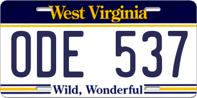 WV license plate ODE537