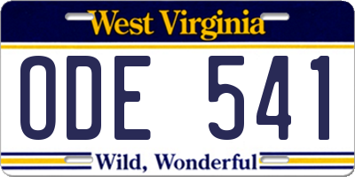 WV license plate ODE541
