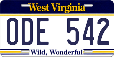 WV license plate ODE542