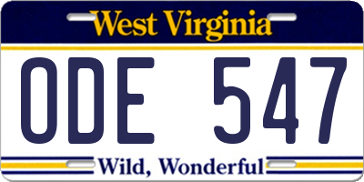 WV license plate ODE547