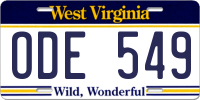 WV license plate ODE549