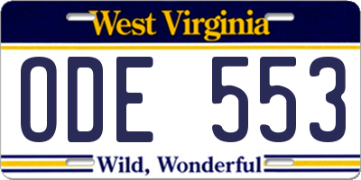 WV license plate ODE553