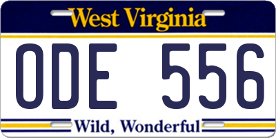 WV license plate ODE556