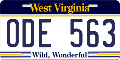 WV license plate ODE563