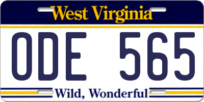 WV license plate ODE565