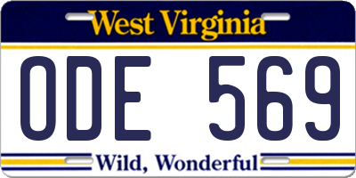WV license plate ODE569