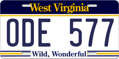 WV license plate ODE577