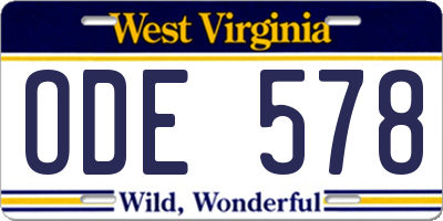 WV license plate ODE578