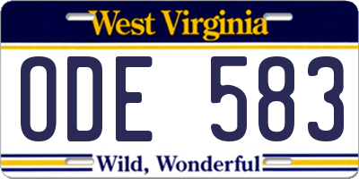 WV license plate ODE583