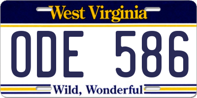 WV license plate ODE586