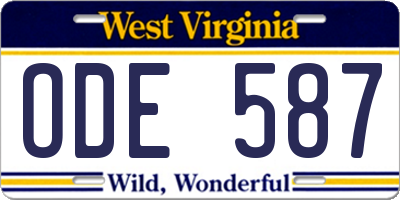 WV license plate ODE587