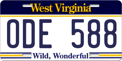 WV license plate ODE588
