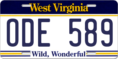 WV license plate ODE589