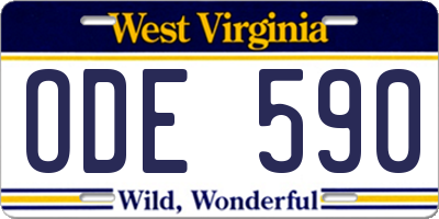 WV license plate ODE590