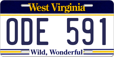 WV license plate ODE591
