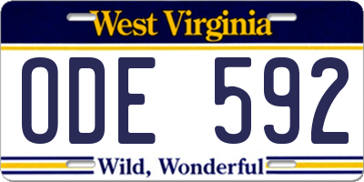 WV license plate ODE592