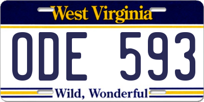 WV license plate ODE593