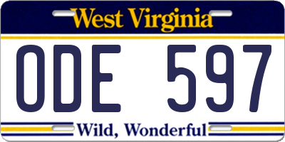 WV license plate ODE597