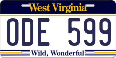 WV license plate ODE599