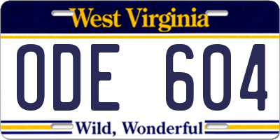 WV license plate ODE604