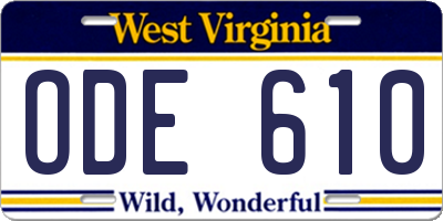 WV license plate ODE610