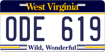 WV license plate ODE619