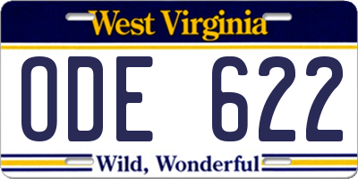 WV license plate ODE622