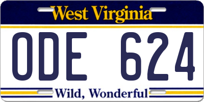 WV license plate ODE624