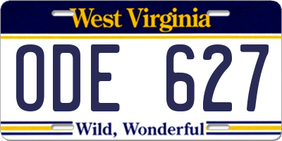 WV license plate ODE627