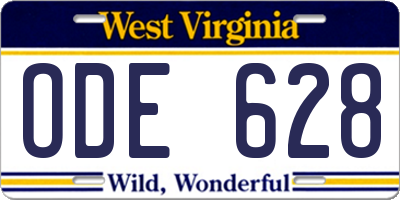 WV license plate ODE628