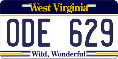 WV license plate ODE629