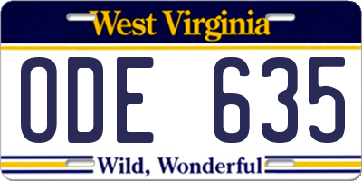 WV license plate ODE635