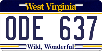 WV license plate ODE637
