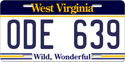 WV license plate ODE639