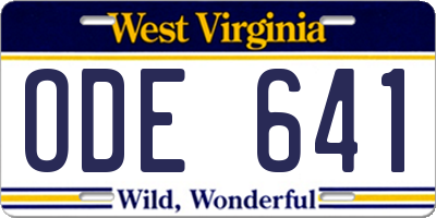 WV license plate ODE641