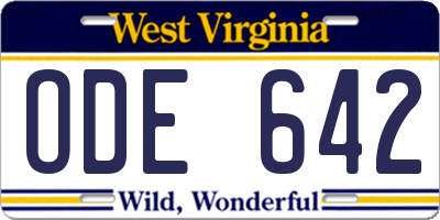 WV license plate ODE642