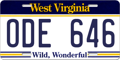 WV license plate ODE646