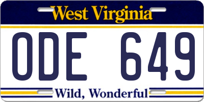 WV license plate ODE649