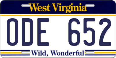 WV license plate ODE652